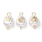 3Pcs 3 Styles Plastic Imitation Pearl Nuggets Connector Charms, with 304 Stainless Steel Moon & Sun & Star Slices, Golden, 28.5x10.5x7.5mm, Hole: 1.9~2.5mm, 1pc/style