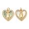 Brass Cubic Zirconia with Shell Pendants, Long-Lasting Plated, Lead Free & Cadmium Free, Heart with Saint, Real 18K Gold Plated, 19x18x3.5mm