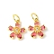 Brass Micro Pave Cubic Zirconia Pendants, Flower Charms, Rack Plating, Lasting Plated, Cadmium Free & Lead Free, with Jump Ring, Pale Violet Red, 14.5x12.5x4.5mm, Hole: 4.5mm