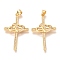 Brass Micro Pave Clear Cubic Zirconia Pendants, Cross with Heart, Real 18K Gold Plated, 37x22x3mm, Hole: 3mm