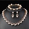 Alloy Crystal Rhinestone & Plastic Pearl Leaf Link Chain Necklaces & Bracelets & Stud Dangle Earrings Sets, Golden, 400mm