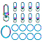 10Pcs Zinc Alloy Swivel Clasps, Swivel Snap Hook, with 10Pcs 304 Stainless Steel Split Key Rings, Rainbow Color, 33.5x12x5mm, Hole: 5.5x8mm