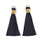 Polyester Tassel Big Pendant Decorations, Black, 83mm, Hole: 8x6.5mm