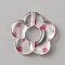 Transparent Plastic Bead Frame, Flower with Polka Dot Pattern, Cerise, 19x20x4mm, Hole: 1.6mm