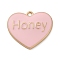 Alloy Enamel Pendants, Golden, Word Honey, Heart, 27x30x2.5mm, Hole: 2.5mm