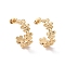 Ion Plating(IP) 304 Stainless Steel Flower Wrap Stud Earrings, Half Hoop Earrings for Women, Golden, 20.5x7.5mm, Pin: 0.7mm