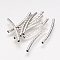 Brass Tube Beads, Nickel Free, Curved, Platinum Color, Size: about 2mm in diameter, 25mm long, hole: about 1mm