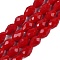 Opaque Solid Color Beads Strands, Faceted, Teardrop, Crimson, 15x10mm, Hole: 1.6mm, about 46~48pcs/strand, 27.95 inch(71cm)