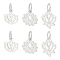 6Pcs 3 Styles 925 Sterling Silver Charms, Hollow Lotus, with Jump Ring, Silver, 10.5~13.5x10.8~11.5x1~1.5mm, Hole: 3.5~4mm, 2pcs/style