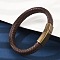 Braided Microfiber Leather Cord Bracelets for Women Men, Rectangle 304 Stainless Steel Magnetic Clasps, Coffee, 8-1/2x3/8 inch(21.7x1.1~13.5cm)