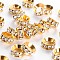 Grade A Brass Rhinestone Beads, Basketball Wives Spacer Beads for Jewelry Making, Rondelle, Golden, Clear, 10x4mm, Hole: 5mm