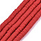 Handmade Polymer Clay Beads Strands, for DIY Jewelry Crafts Supplies, Heishi Beads, Disc/Flat Round, Red, 6x0.5~1mm, Hole: 1.8mm, about 290~320pcs/strand, 15.75 inch~16.14 inch(40~41cm)