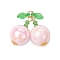 Acrylic Imitation Pearl Pendants, with Glass Beads, Cherry, Misty Rose, 30x31x15.5mm, Hole: 5mm