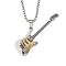 201 Stainless Steel Enamel Guitar Pendant Box Chain Necklaces, Stainless Steel Color, 23.90 inch(60.7cm)