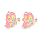Alloy Enamel Pendants, Butterfly Charms, Golden, Pink, 20x16x1mm, Hole: 1.8mm