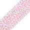 Electroplate Glass Beads Strands, AB Color Plated, Faceted, Rondelle, Pink, 4x3mm, Hole: 0.4mm, about 105~110pcs/strand, 38~39cm