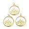Brass Pendants, with Jump Ring, Long-Lasting Plated, Flat Round with Alps Mountain, Real 18K Gold Plated, 27.5x25x2mm, Jump Ring: 5x1mm, 3mm Inner Diameter