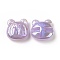 Opaque Acrylic Beads, AB Color Plated, Bear with Letter M Pattern, Medium Purple, 32x32.5x13mm, Hole: 3mm