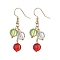 304 Stainless Steel Dangle Earrings, with Acrylic, Round, Colorful, Real 18K Gold Plated, 42x17mm