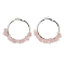 Alloy with Copper Wire Natural Rose Quartz Hoop Earrings, 60~62x10~13mm