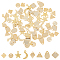 80Pcs 8 Style Brass Charms, Triangle & Rhombus & Moon & Teardrop, Golden, 6.5~11.5x5.5~8.5x0.2·0.4mm, Hole: 0.9~1.2mm, 10pcs/style
