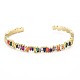 Браслет-манжета из латуни с микропаве красочный кубический цирконий BJEW-T020-01-NF-1