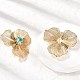 Цветок латуни микро проложить кубического циркония серьги стержня EJEW-F391-07G-02-3
