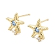Серьги-гвоздики из латуни с микропаве из кубических цирконий в форме морских звезд EJEW-Z153-02G-4