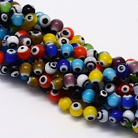 Ручной работы сглаза Lampwork круглые бусины&nbsp;X-LAMP-L055-8mm-M
