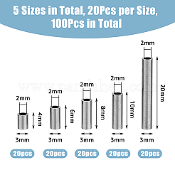 100 шт. 5-х видов трубчатых бусин из нержавеющей стали 304 STAS-DC0015-56