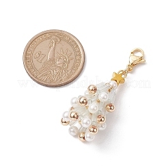 Рождественские елочные подвески из стекла и ракушек с жемчугом HJEW-TA00182-02