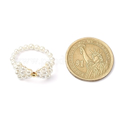 Кольца на палец с бантом из ракушек и жемчугом RJEW-TA00075