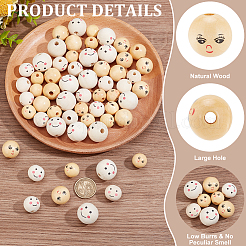 60 шт. 4 стиля деревянных европейских бусин WOOD-PH0002-91