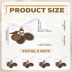 2 шт. овальный сплав стеклянный букет фотоподвески украшения&nbsp;HJEW-LP00023