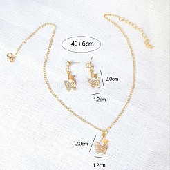 Комплекты из ожерелий и серег-гвоздиков из сплава бабочки и горного хрусталя для женщин&nbsp;FS-WGF94CB-01