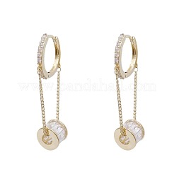 Серьги-кольца с латунными колоннами и микропаве из прозрачных кубических цирконий FS-WG79CEB-01