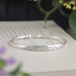 Женские браслеты-манжеты из латуни с резным пионом в стиле ретро FS-WG4858E-01