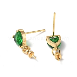 Серьги-гвоздики из латуни со стеклянными стразами KK-B063-02G-02