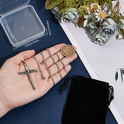 Наборы для самостоятельного изготовления ожерелья с подвеской-крестом из нержавеющей стали 304&nbsp;DIY-BBC0002-32P