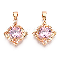 Латунные подвески из розового кубического циркония с микропаве&nbsp;KK-L208-02G