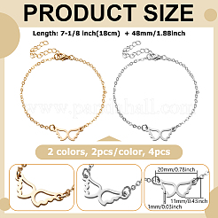 4шт 2 цвета браслеты-крылышки из нержавеющей стали 304&nbsp;BJEW-HY0001-08