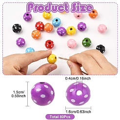 80 шт. 8-х цветные крашеные натуральные деревянные бусины&nbsp;WOOD-YW0001-90