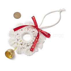 Рождественские украшения ручной работы из хлопчатобумажной нити в виде снежинки-подвески из макраме HJEW-TA00318