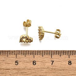 Серьги-гвоздики с кубическим цирконием в форме сердца для девушек и женщин EJEW-H126-18G