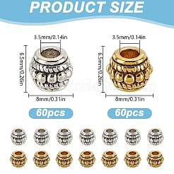 120 шт. 2-х цветные тибетские серебряные бусины&nbsp;TIBEB-FG0001-03