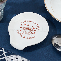 Керамическая подставка для ложки с узором кофейной чашки AJEW-WH0348-181A-01