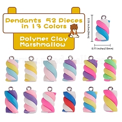 52шт 13 цвета подвески из полимерной глины ручной работы CLAY-SZ0001-35