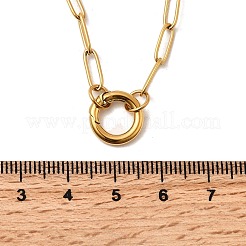 Женские ожерелья с подвеской в виде кольца и скрепки из нержавеющей стали 304 NJEW-Z091-02G