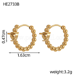 Серьги-кольца из нержавеющей стали 304 с бусинами&nbsp;STAS-OY011-97G