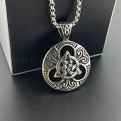 Винтажные панк-ожерелья из нержавеющей стали 304 с подвеской в виде узла викингов для мужчин DW3763